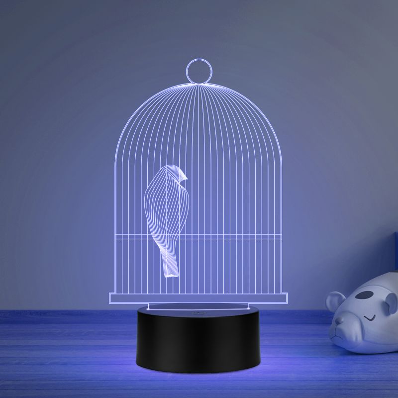 3D Illusion Bird cage Acrylic Night lamp for Home Decoration Light 16 Color